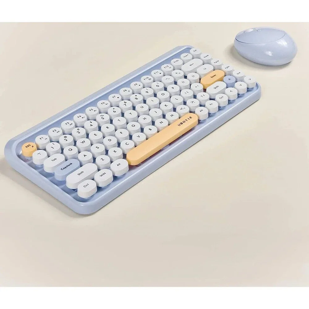 New! UBOTIE Colorful 2.4 Wireless SMK-621390 Typewriter Design Keyboard & Mouse